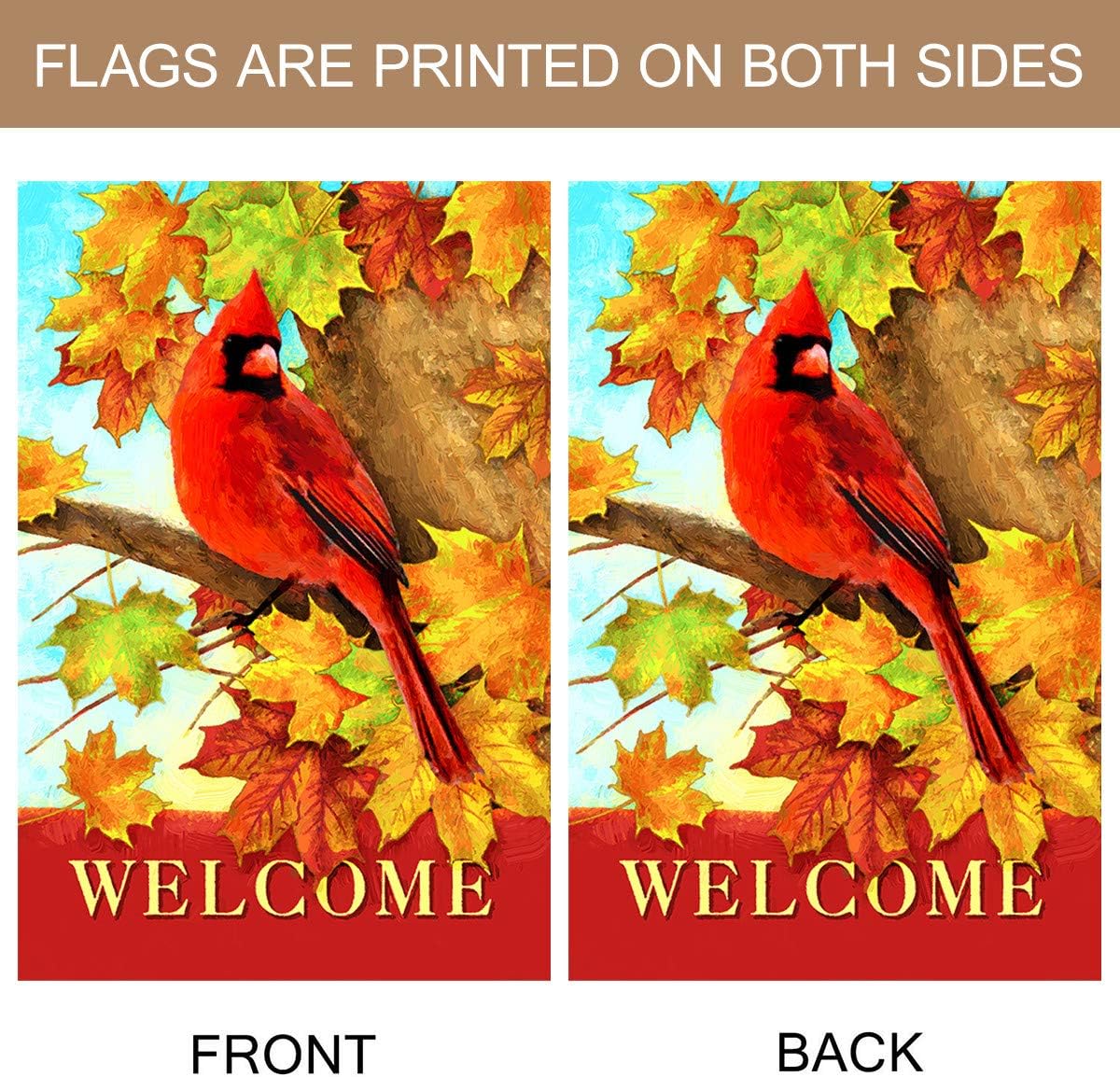 Bandera doble cara hojas arce cardenal 28x40pulg
