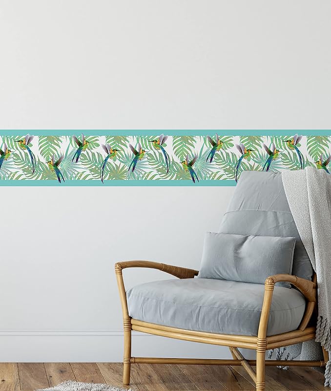 Papel tapiz grúas saltamontes 15ft azul verde 8"