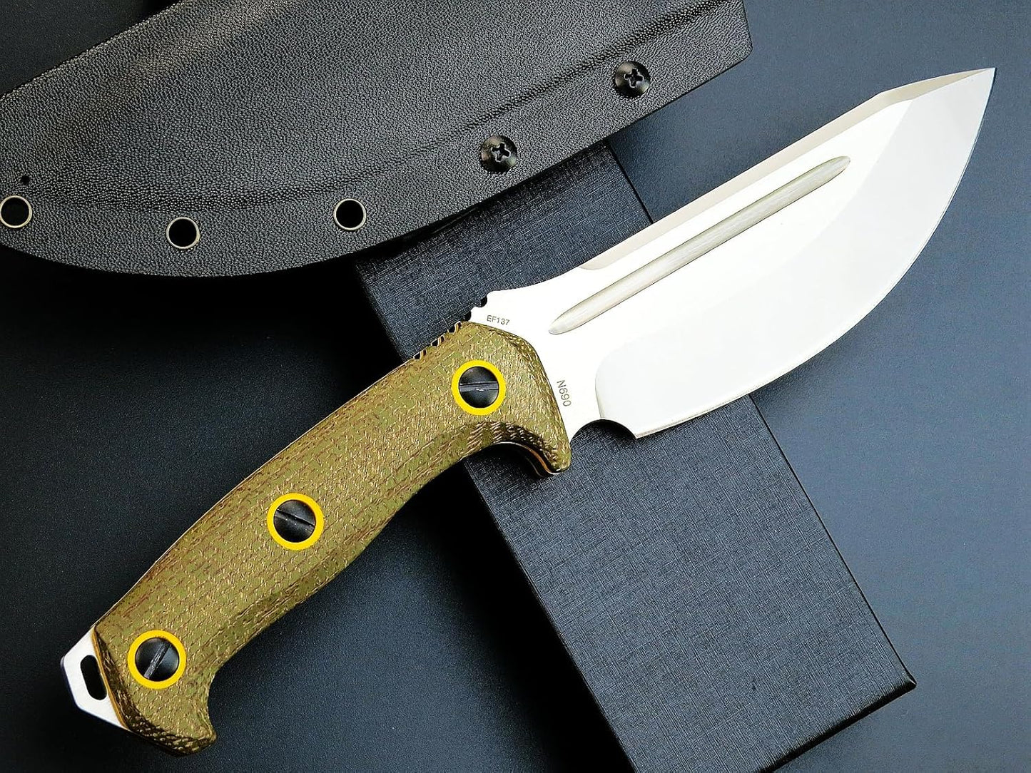 Cuchillo fijo EDC hoja N690 mango Micarta para al aire libre