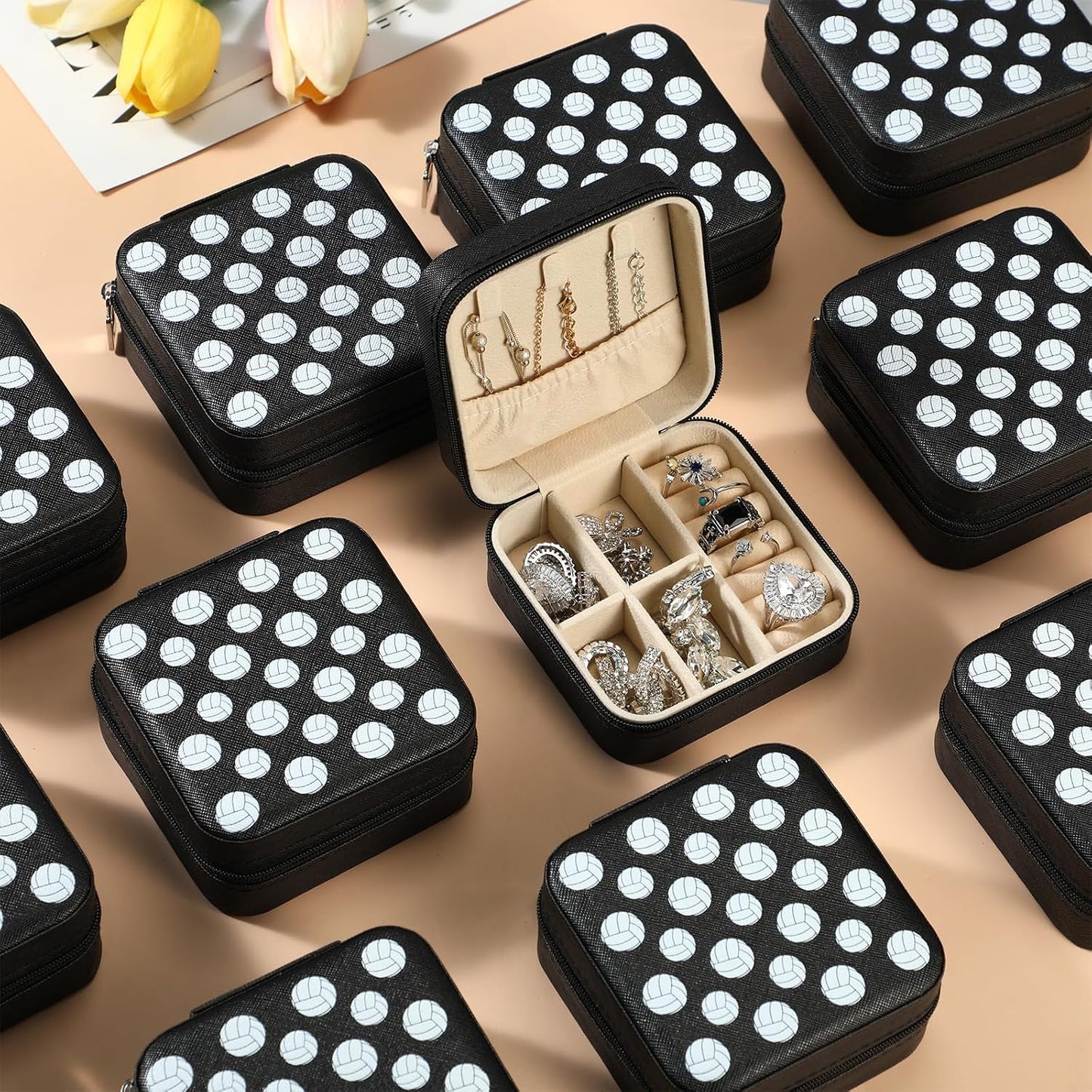 12 Pzas Regalos Voleibol Caja Joyas Negro