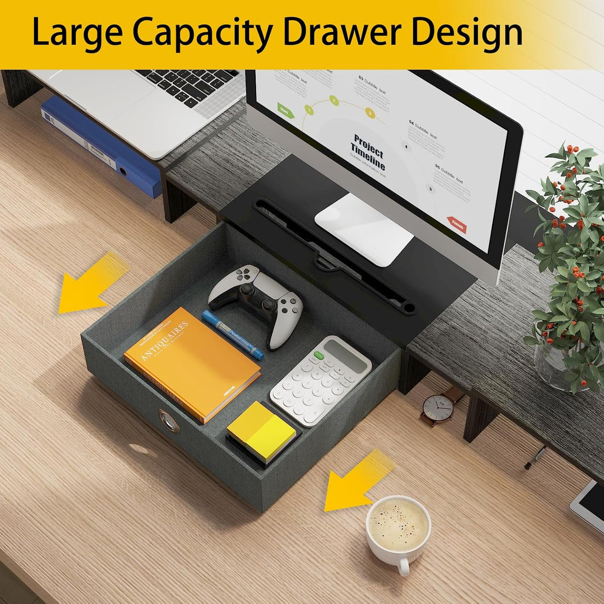 Soporte elevador triple para 2-3 monitores con ranura tablet