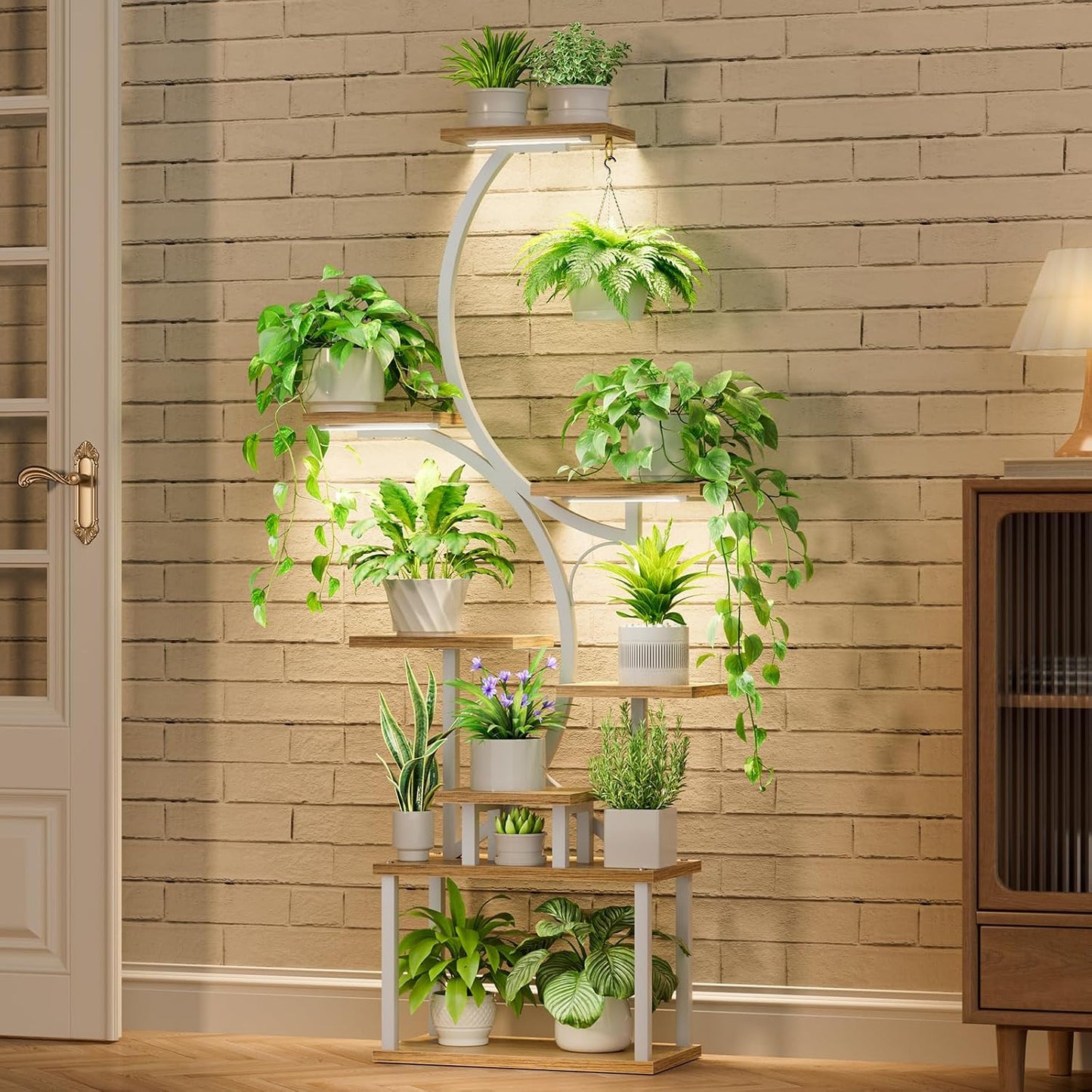 Soporte plantas 8 niveles con luces 62pulg metal S hogar