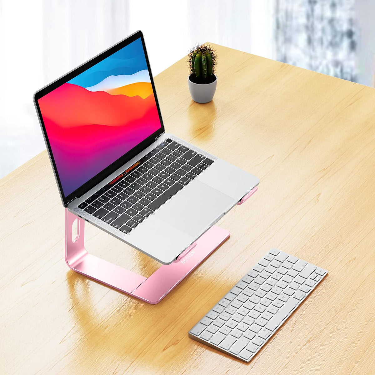 Soporte elevador aluminio para laptop 10-15.6pulg rosa