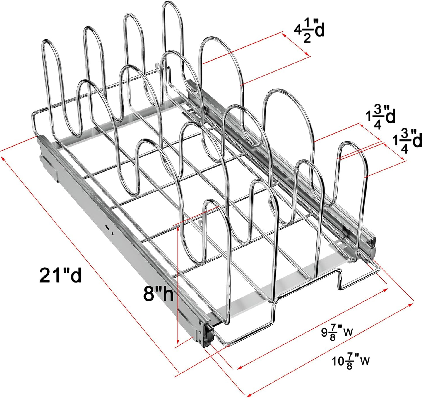 Organizador tapas sartén y olla 11x21pulg estante cocina