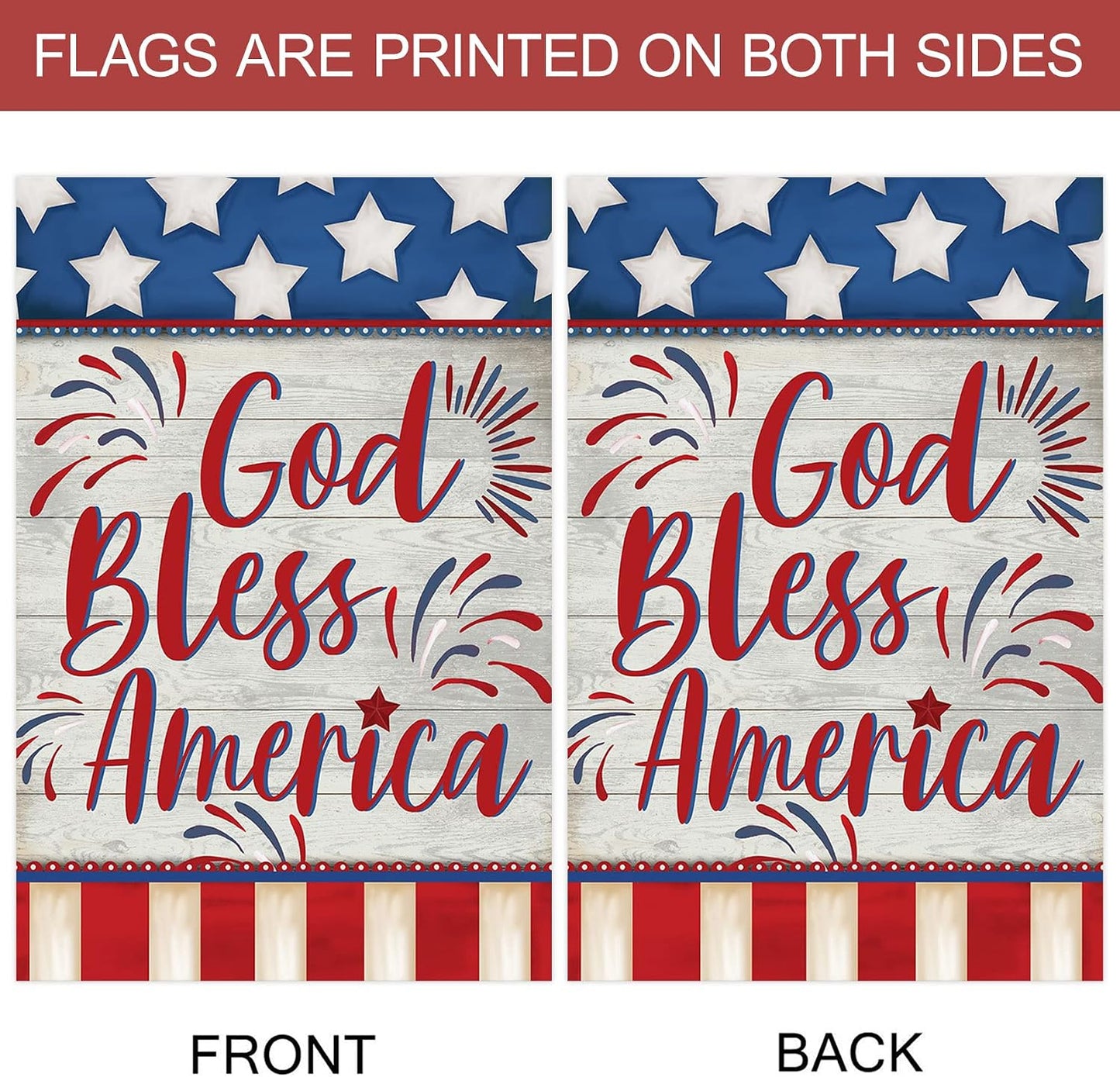 Bandera patriótica doble cara 28x40" God Bless America