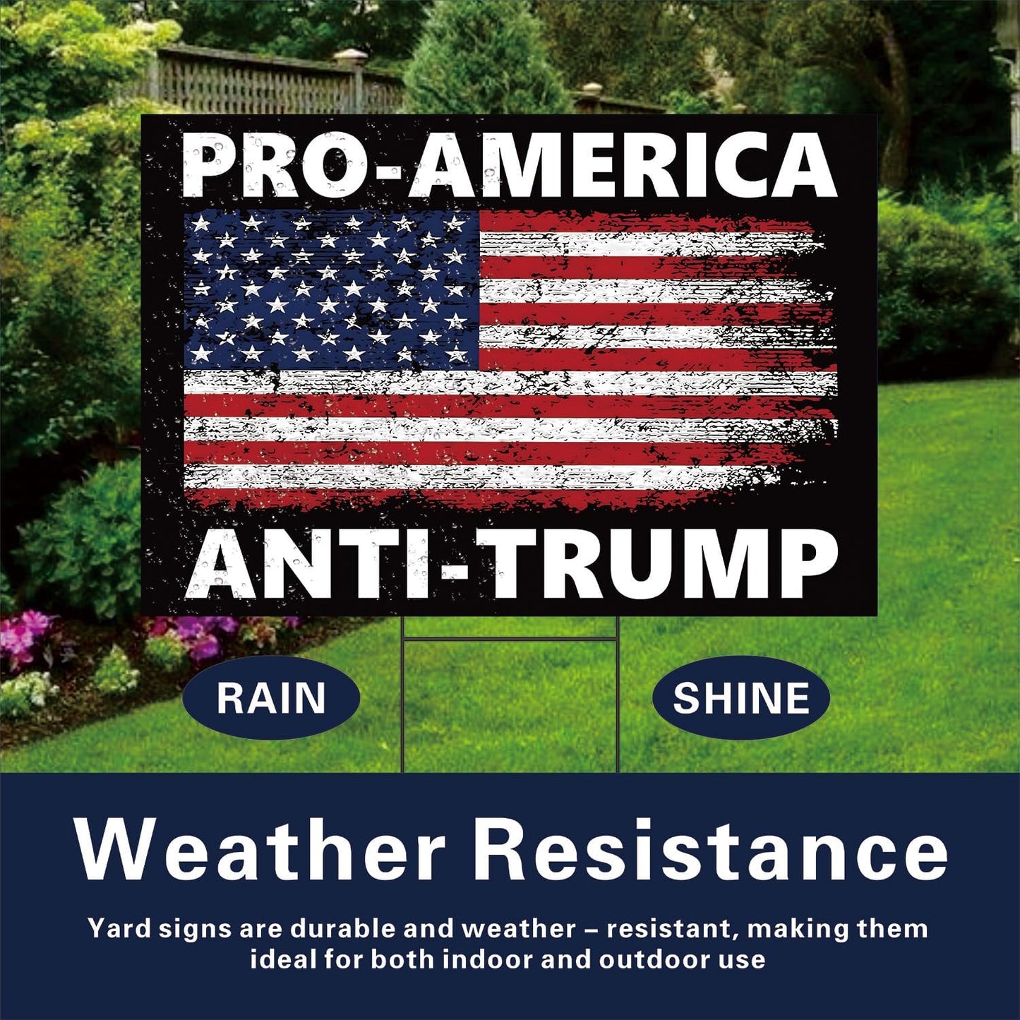 Letrero anti Trump plástico corrugado 18x12" con estaca H