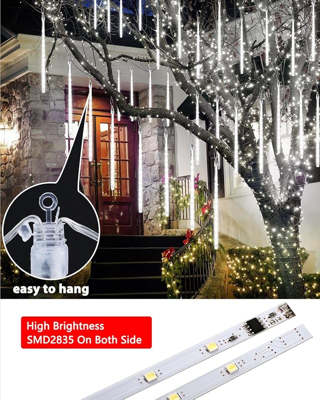 2 Luces Navidad Exteriores 11.8" 240 LED Cascada