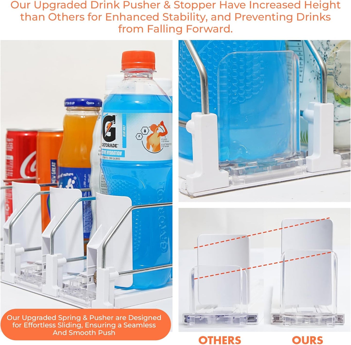 Organiz. bebidas refrigerador con empujador automático