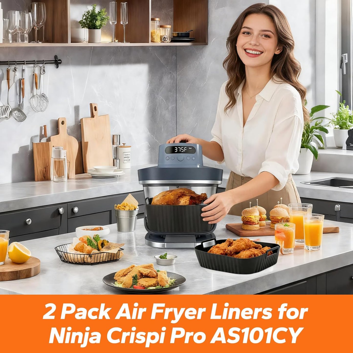 2 Pzas Forro Silicona para Freidora Air Fryer 6qt y 2.5qt