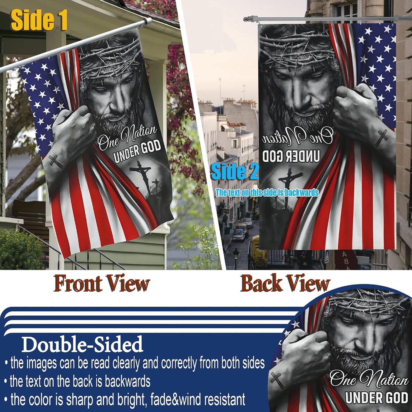 Bandera cristiana 3x5ft doble cara resistente Pascua jardín