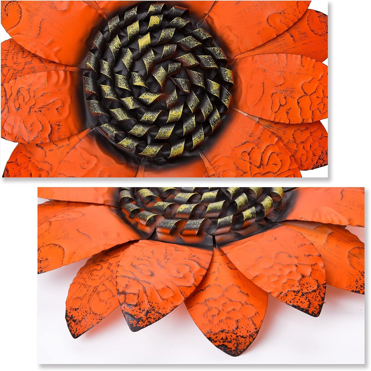 Flores metal girasol naranja decoración pared
