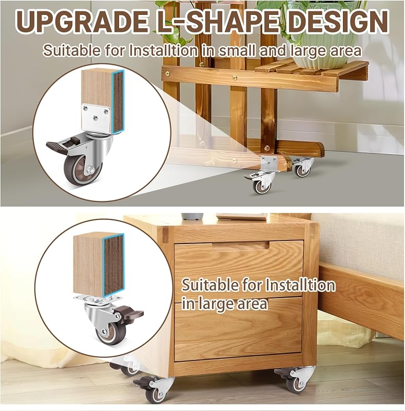 4 Ruedas L 3" giratorias 360° para muebles bloqueo