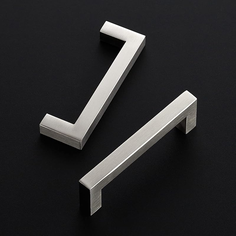 25 Manijas Cuadradas Níquel Cepillado Gabinete Cocina 4"