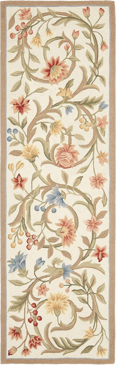 Alfombra pasillo 2'6x8' marfil lana francesa manual