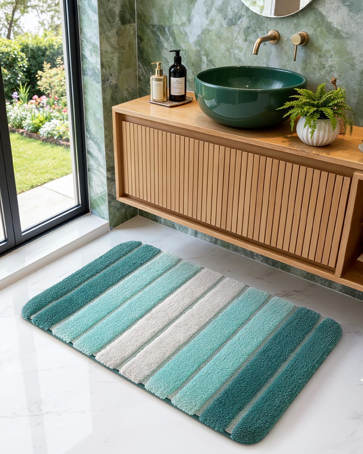 Tapete baño microfibra 32x20" antiderrap turquesa