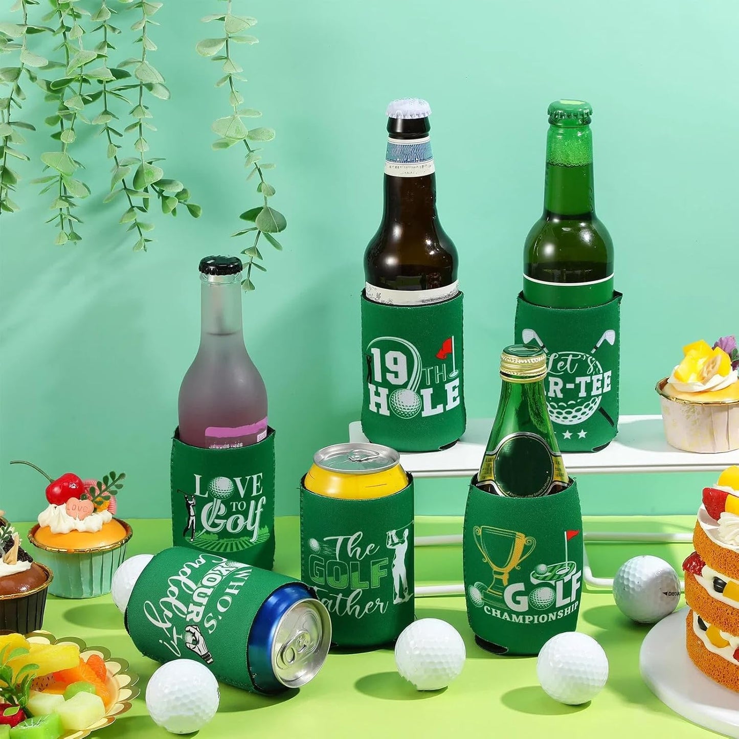 12 Fundas Neopreno Latas Golf 12oz para Boda Cumpleaños