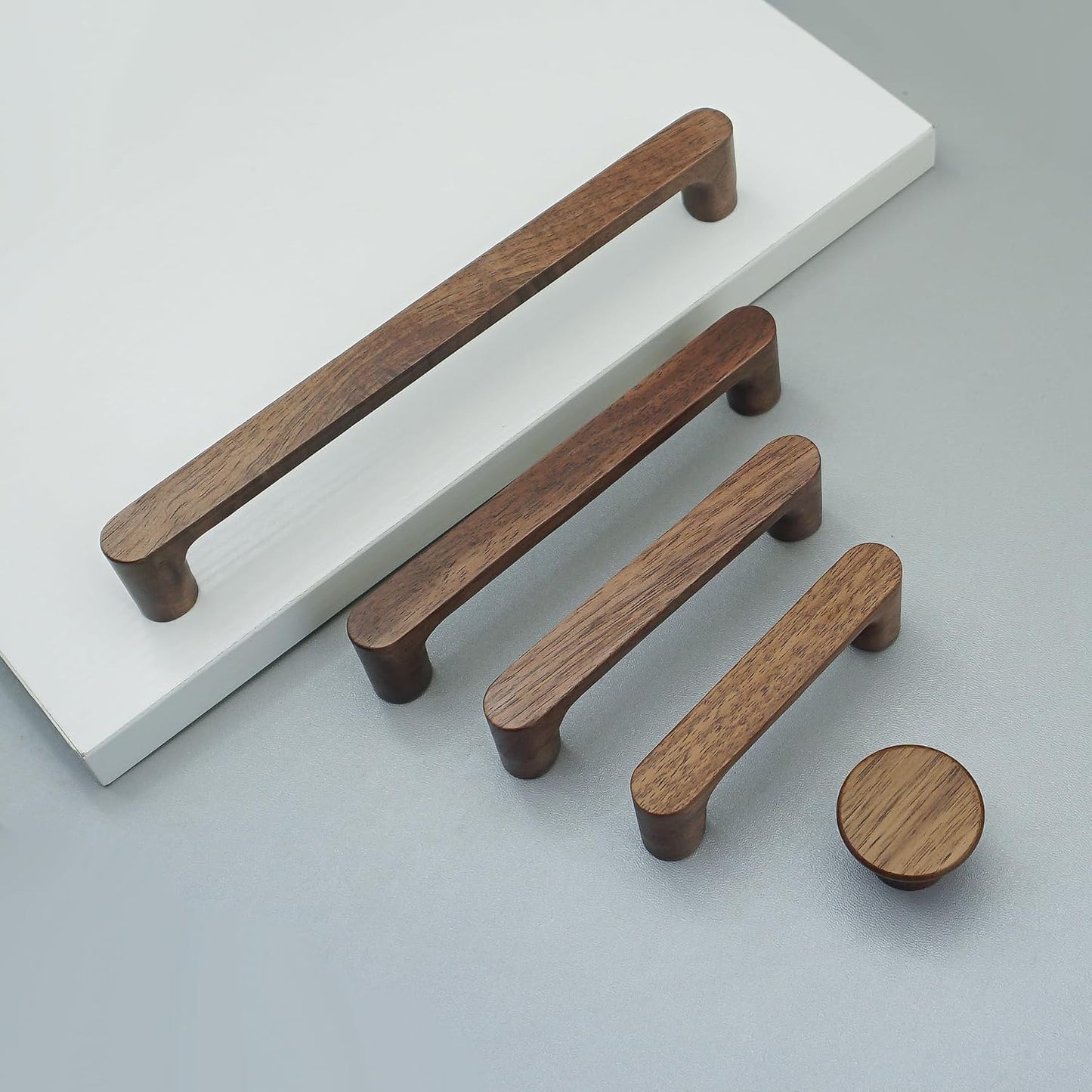 6 Tiradores de madera nogal para gabinetes y cómoda