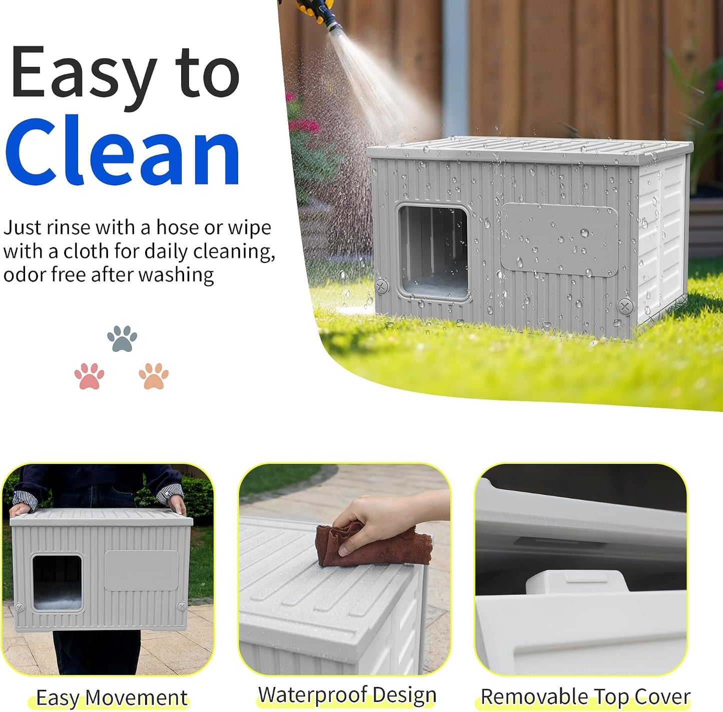 Casa para gatos al aire libre plástico suave gris