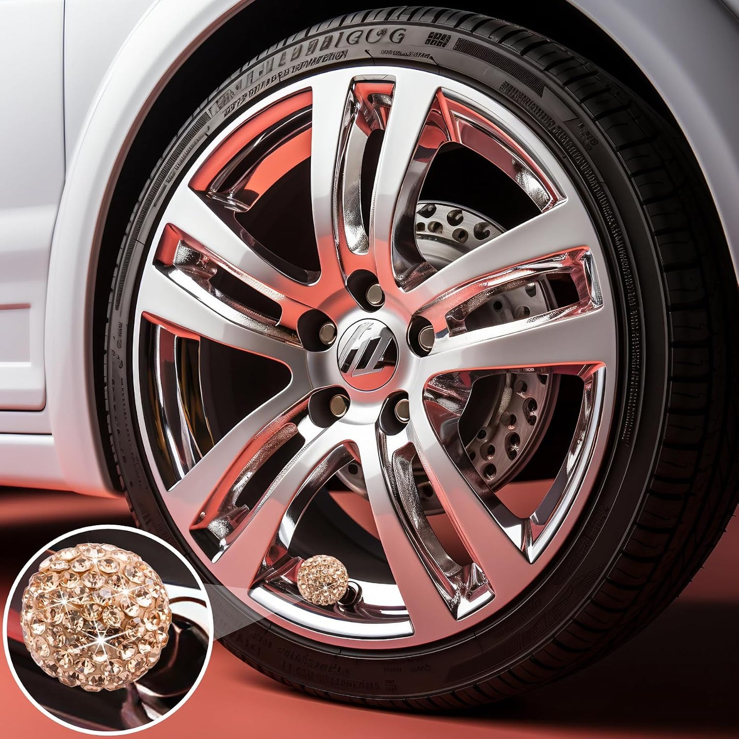 8 Pzas Tapones Válvula Neumático con Strass Universal