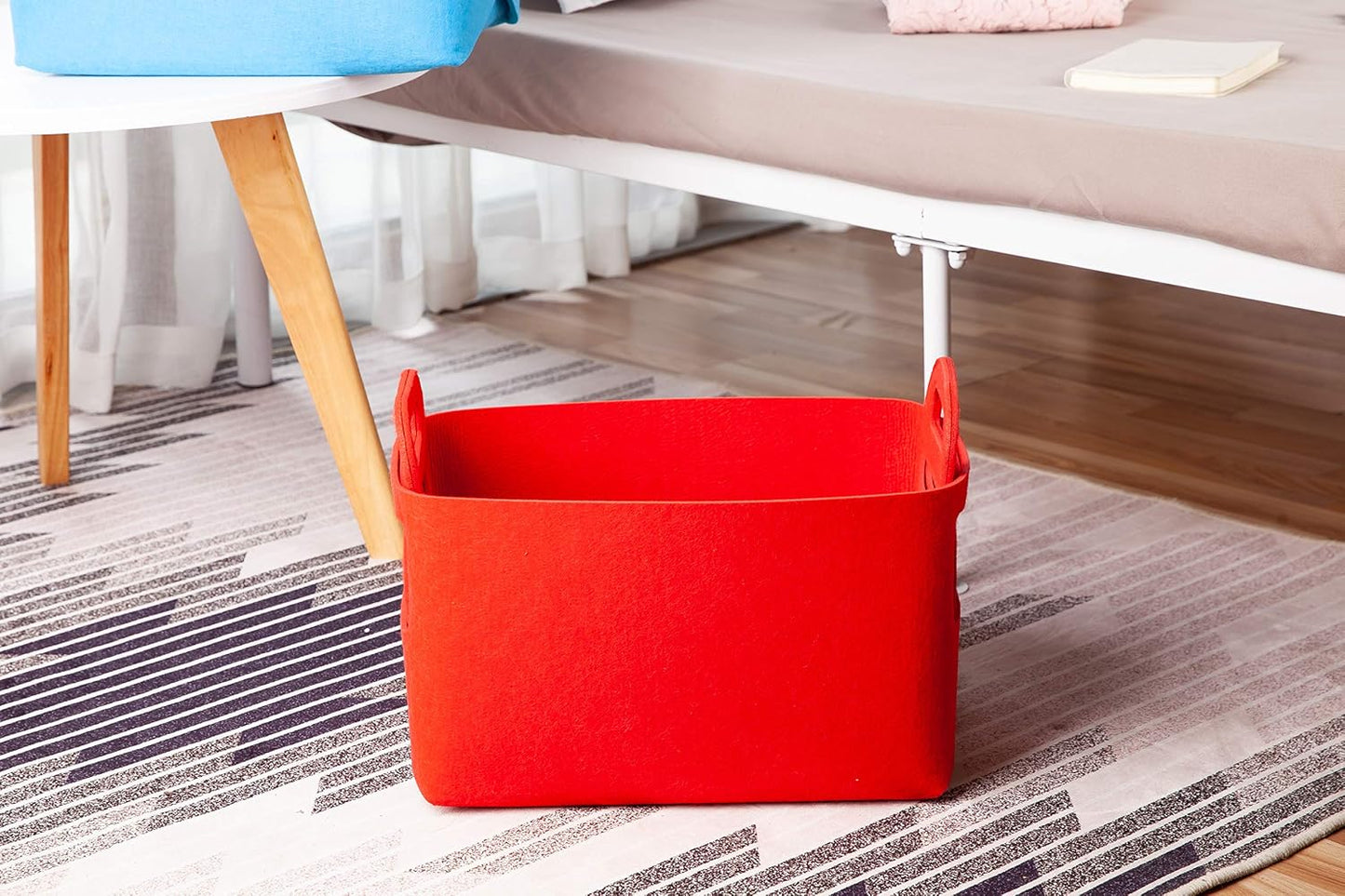 Cesta fieltro plegable con asas para almacenar juguetes