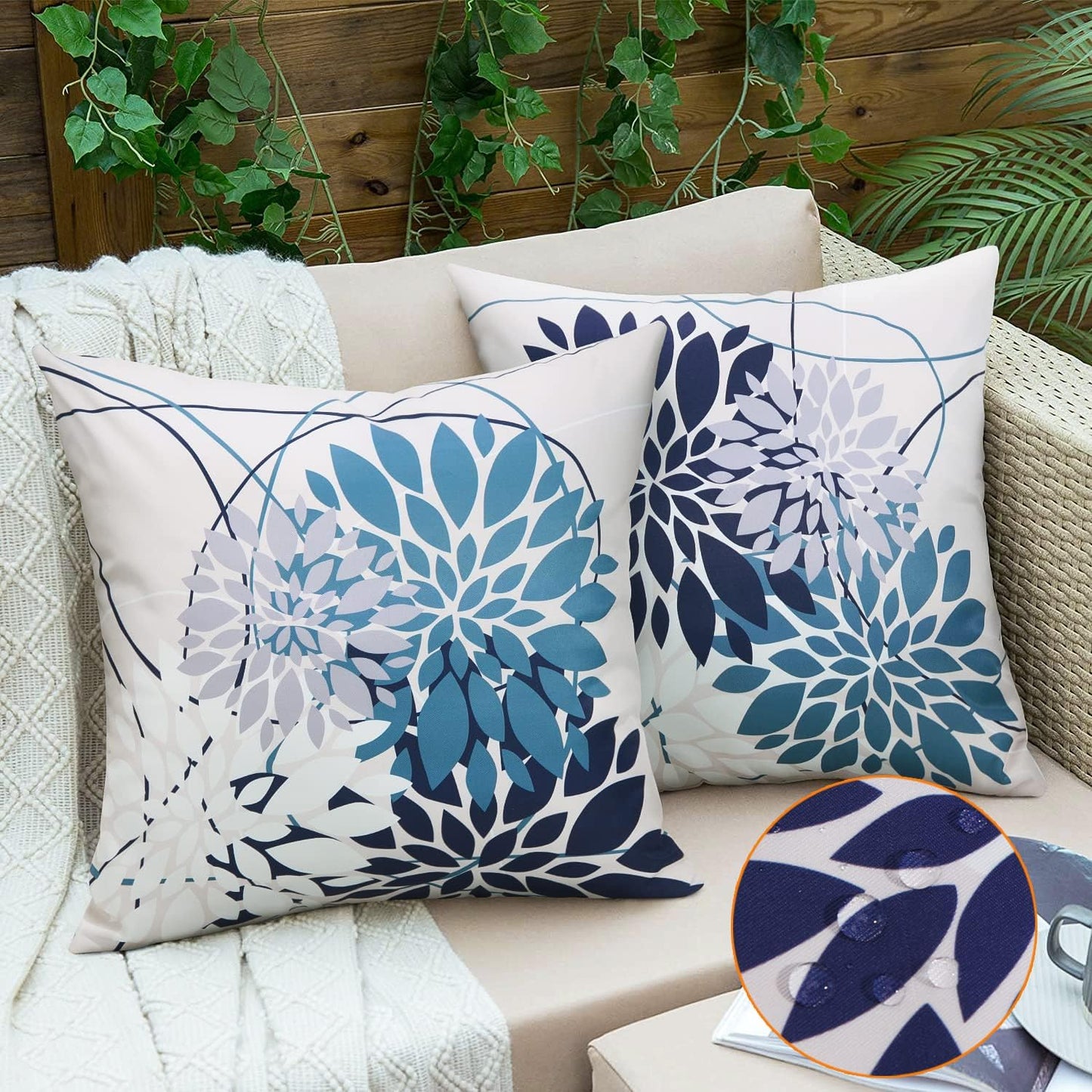 2 Pzas Fundas Almohada 18x18" Geométrico Azul