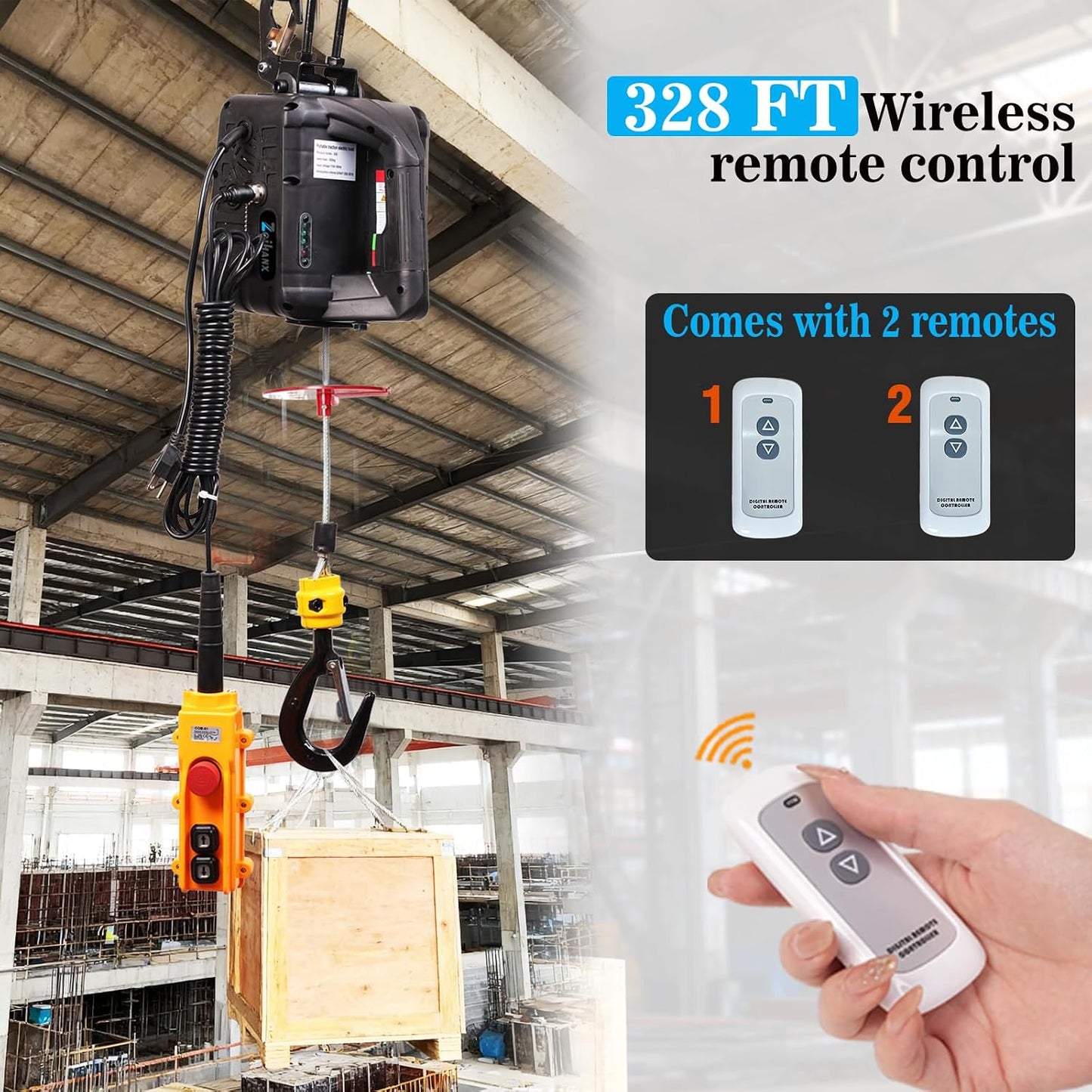 Torno eléctrico 3en1 110v con grúa control remoto garaje