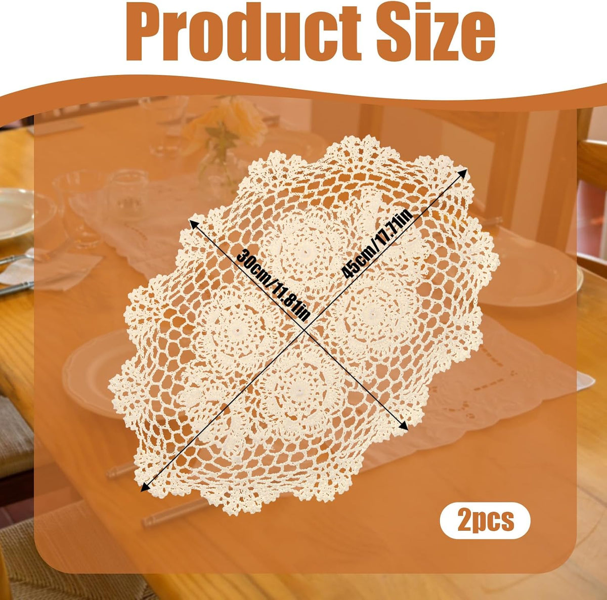2 Pzas Fundas de Mesa Vintage Beige 12x17pulg