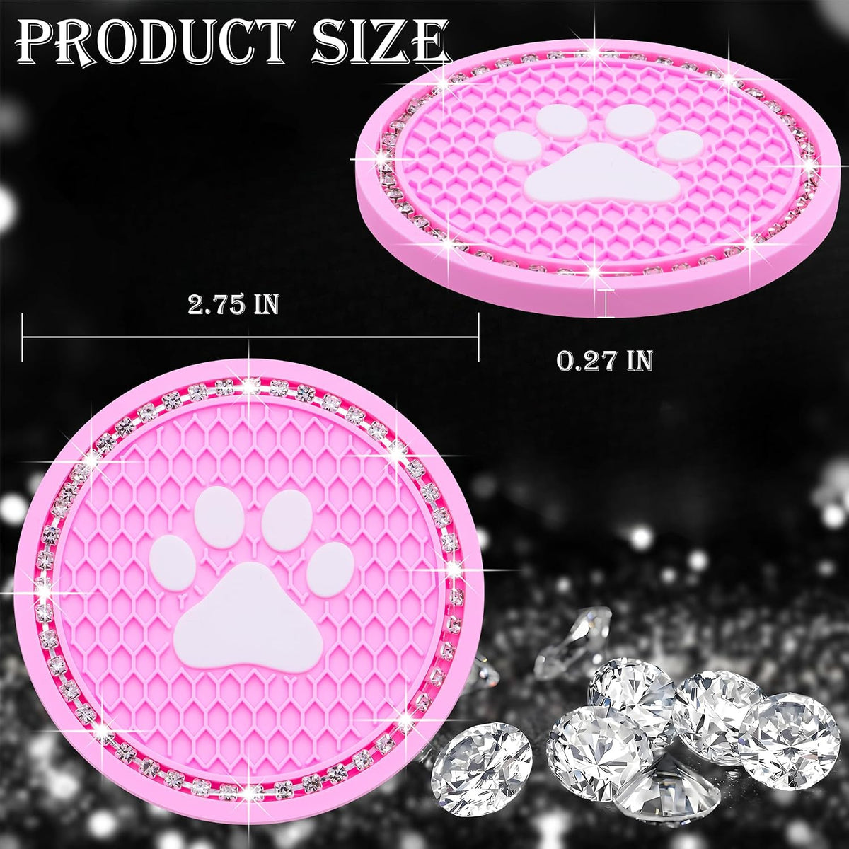 2 Pzas Portavasos Universal Antiderrap con Huella Perro/Gato 7cm