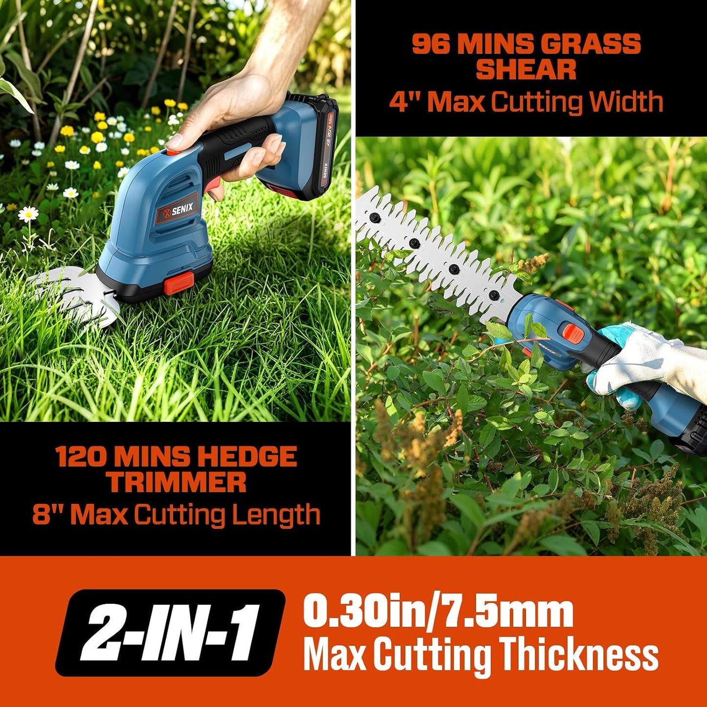 Cortasetos inalámbrico 2en1 20V cizalla 4x8"