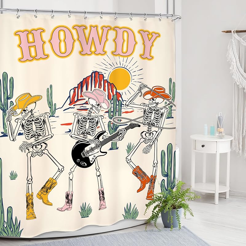 Cortina ducha calavera vaquero howdy desierto gótica 60x72
