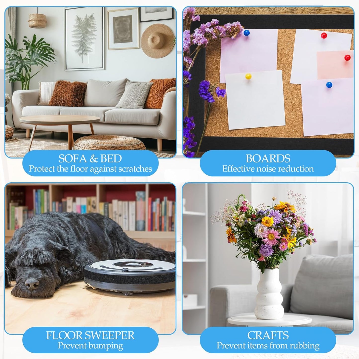 4 Rollos Cinta Fieltro Adhesiva para Muebles
