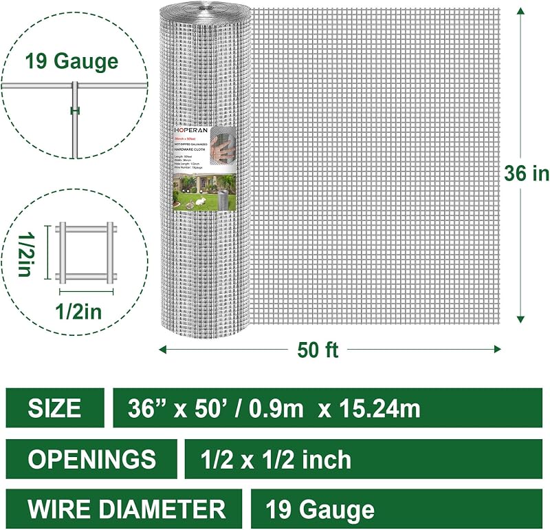 Paño hardware 1/2" 36x50pies para cerco gallinas