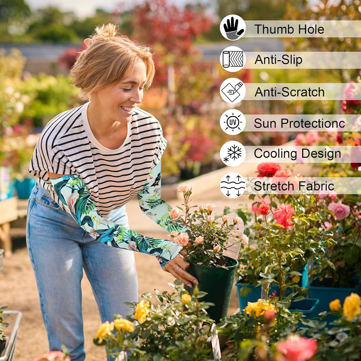 Mangas jardinería mujer transpirables con protección solar