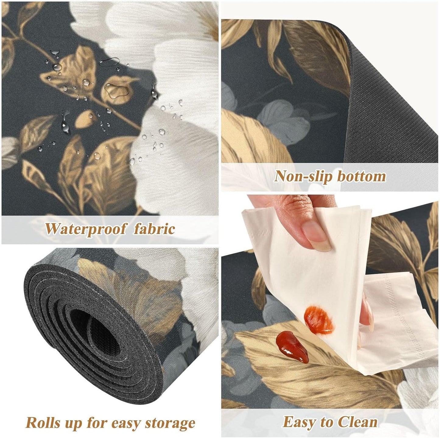 Camino mesa negro resistente calor antiderrap 39x12pulg