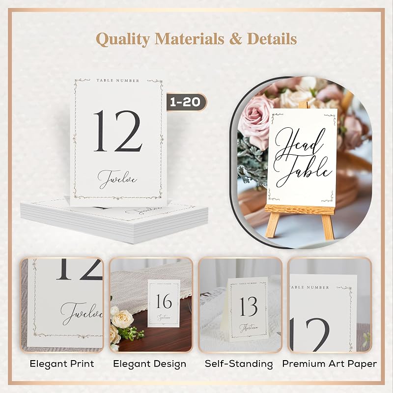 Números mesa boda doble cara relieve con tarjeta 4x6pulg