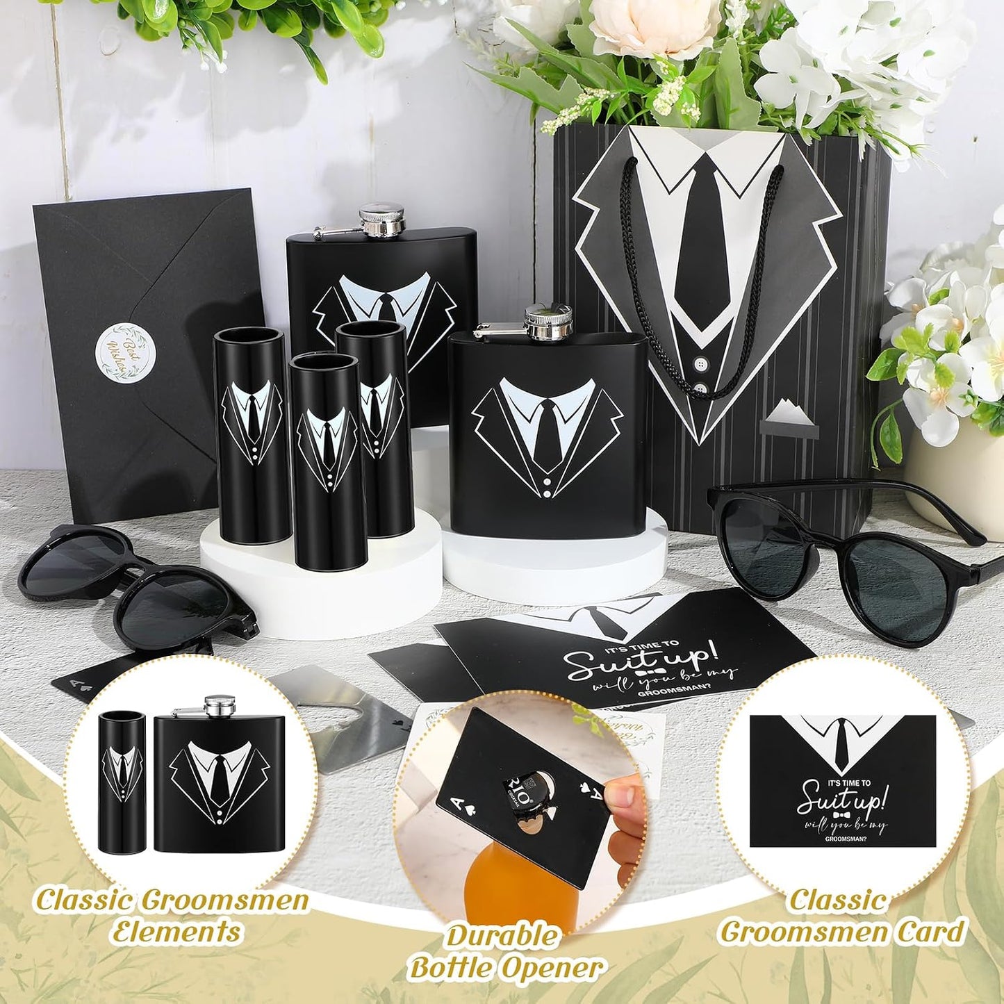 72 Pzas Regalo Padrinos Boda Esmoquin Acero Inox Abridor Botellas