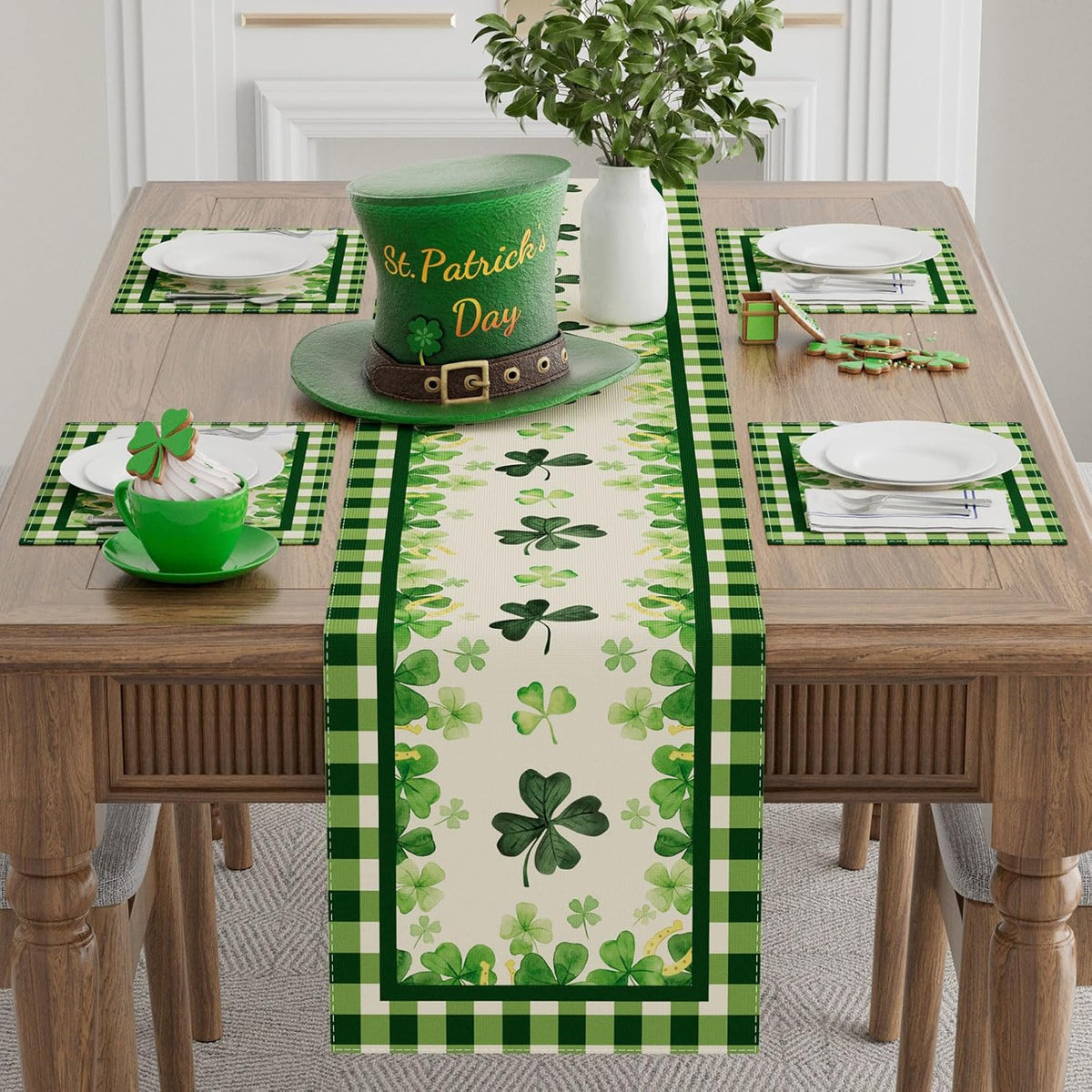 Tréboles verdes de cuatro hojas XCHI decoración de mesa para fiesta