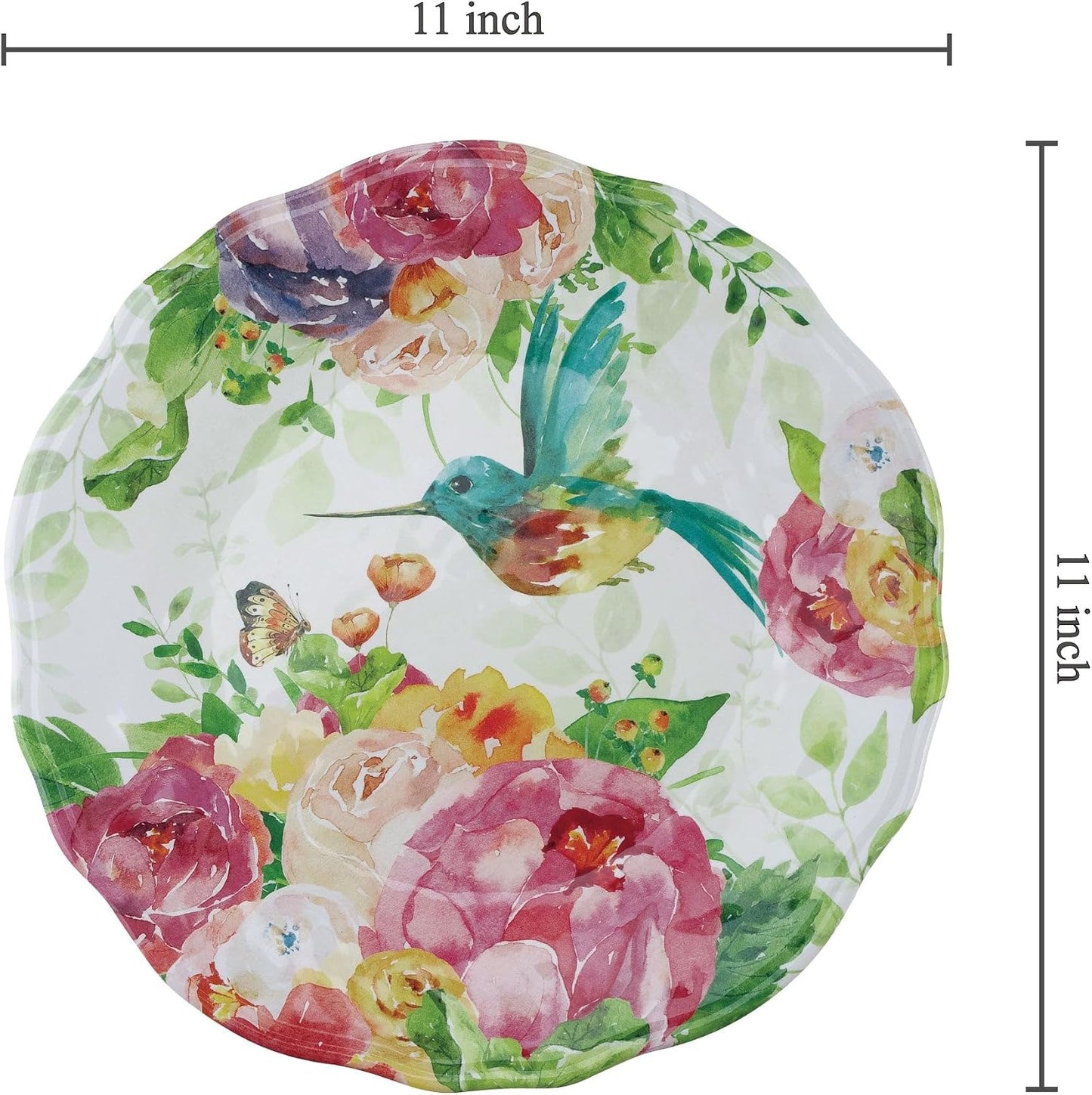 Set 6 platos llanos melamina flor 11pulg sin BPA