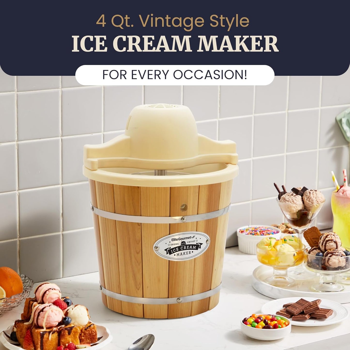 Máquina helado eléctrica 4qt Cubo Pino