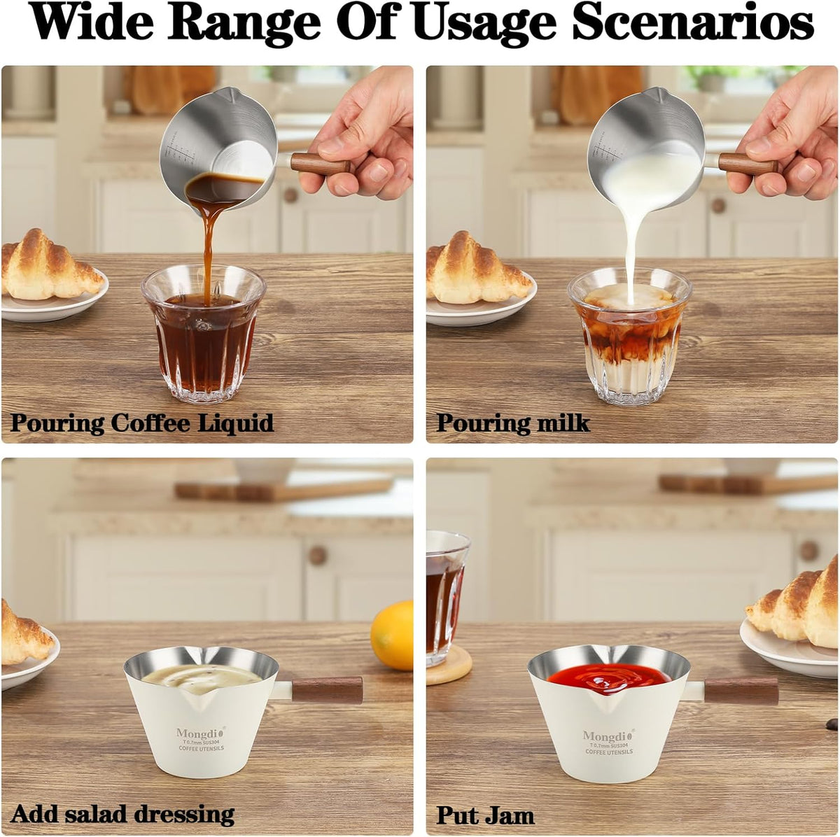 Taza Espresso Acero Inox Mango Madera 200ml Blanca