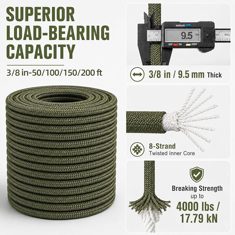 Cuerda arborista poliéster 3/8pulg x150ft verde