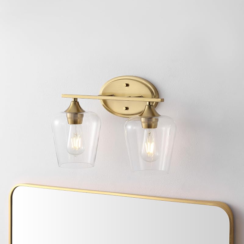 Luz de vanidad LED 15.75" hierro vidrio rústico dorado