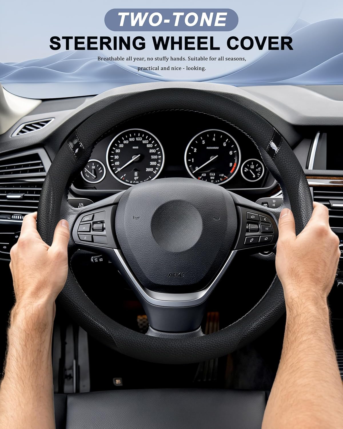 Funda volante cuero universal para coche y SUV negra