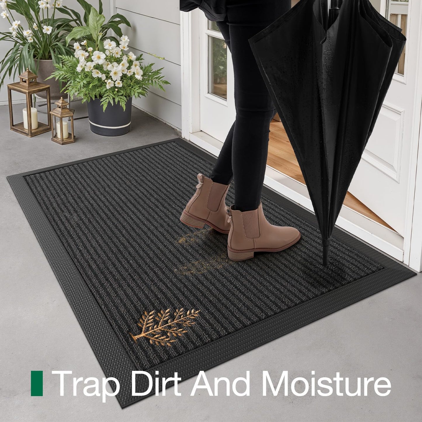 Tapete antiderrap puerta 24x36 con bordado árbol