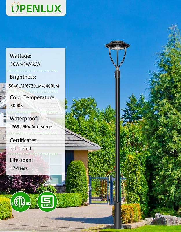 Luz LED poste exterior 60W sensor atardecer IP65 8400Lm