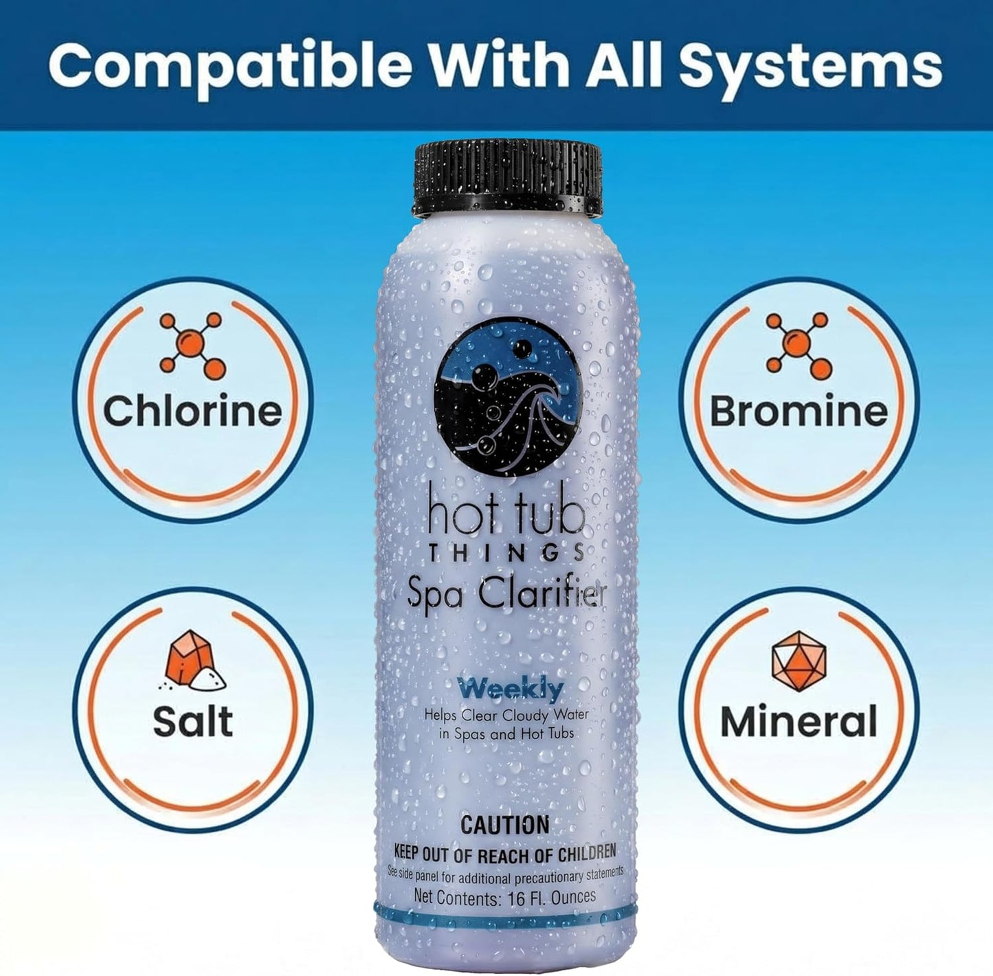 Clarificador spa para agua cristalina comp cloro bromo sal