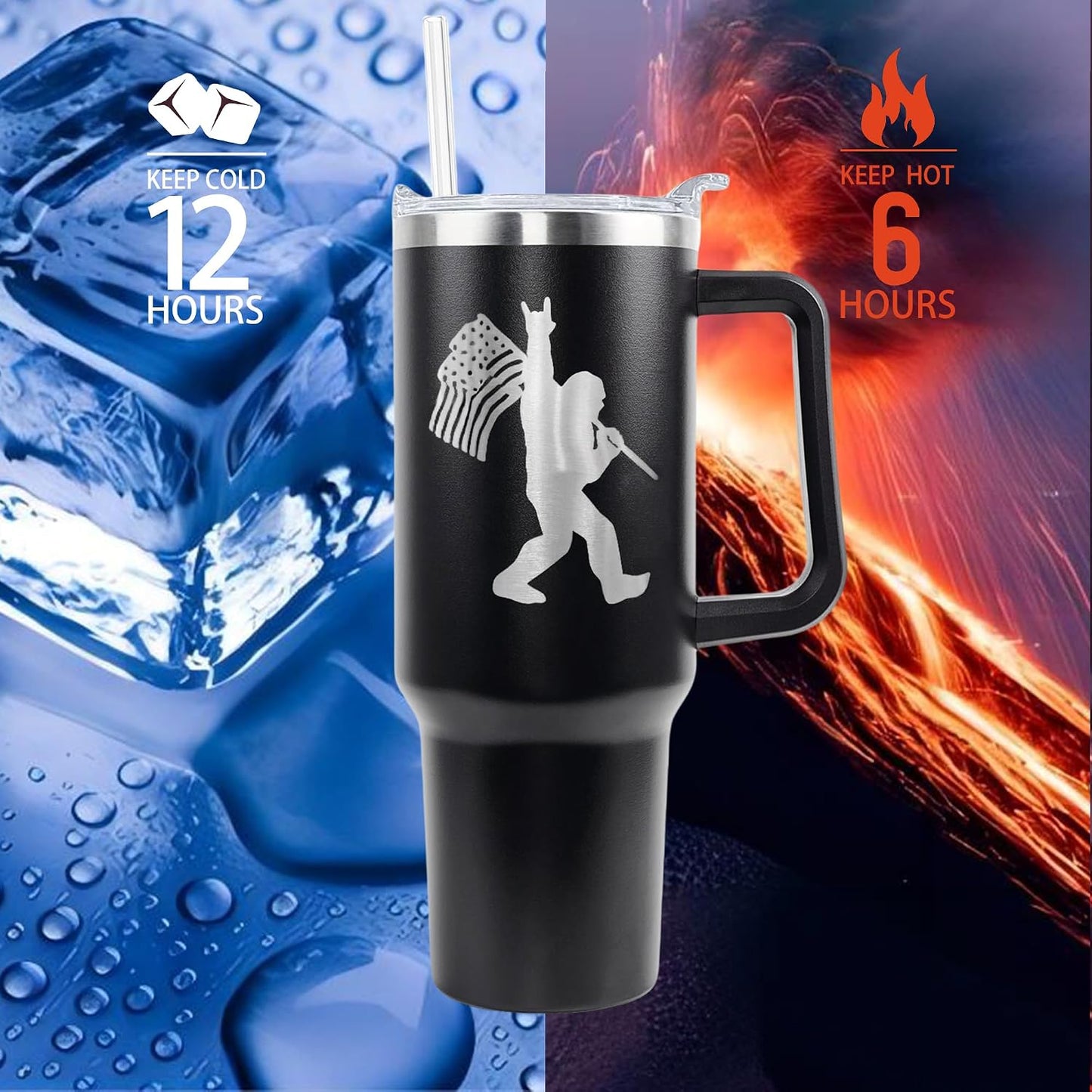 Vaso acero inox 40oz con asa popote abatible
