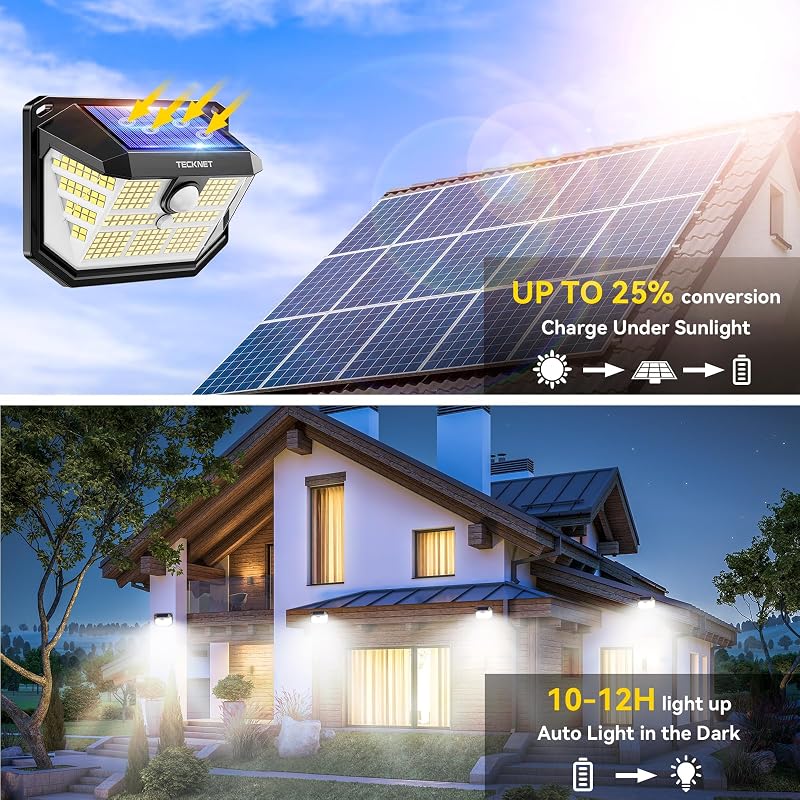 8 Luces LED Solares PIR 300° IP65 Impermeables