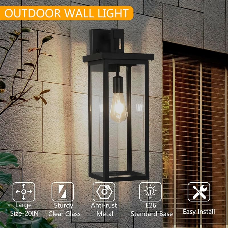 Farol pared moderno E26 con pantalla vidrio transparente
