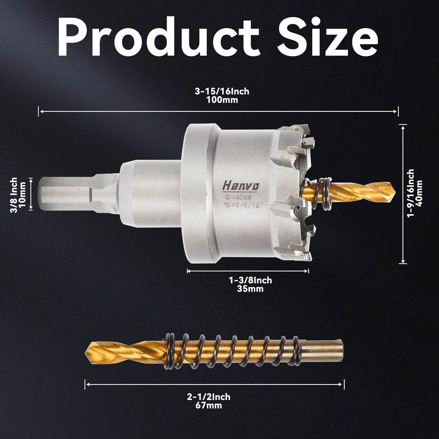 Sierra perforadora TCT 1.575pulg corta acero inox hierro